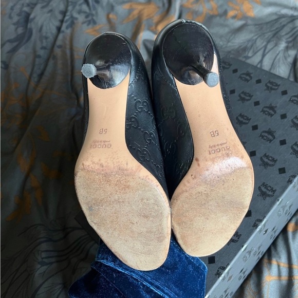 Authentic Monogrammed Gucci Kitten Heels | 5B | Black main image 0
